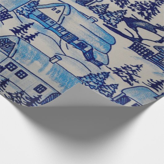  kerstvakantiedorp cadeaupapier (Hoek)