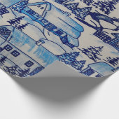 kerstvakantiedorp cadeaupapier (Hoek)