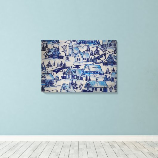  kerstvakantiedorp canvas afdruk (Insitu (Houten vloer))