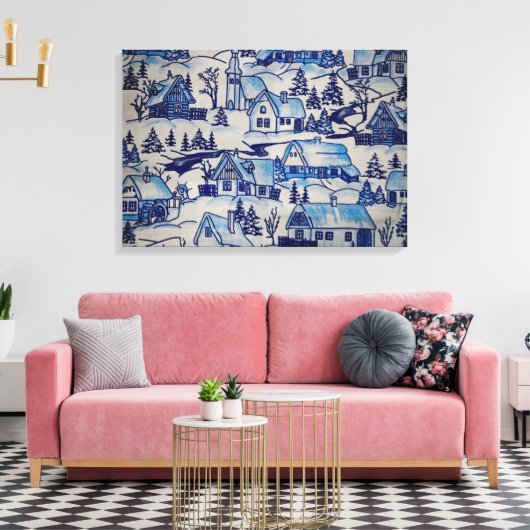  kerstvakantiedorp canvas afdruk (Insitu (Woonkamer))