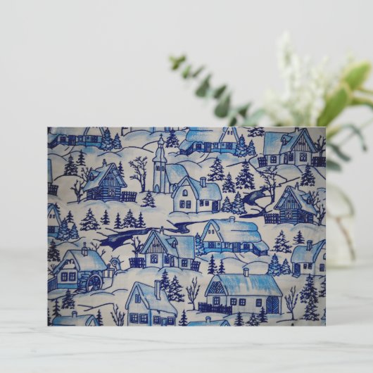  kerstvakantiedorp feestdagenkaart (Staand voorkant)