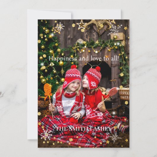 Kerstvakantiefamiliefoto Feestdagenkaart (Voorkant)