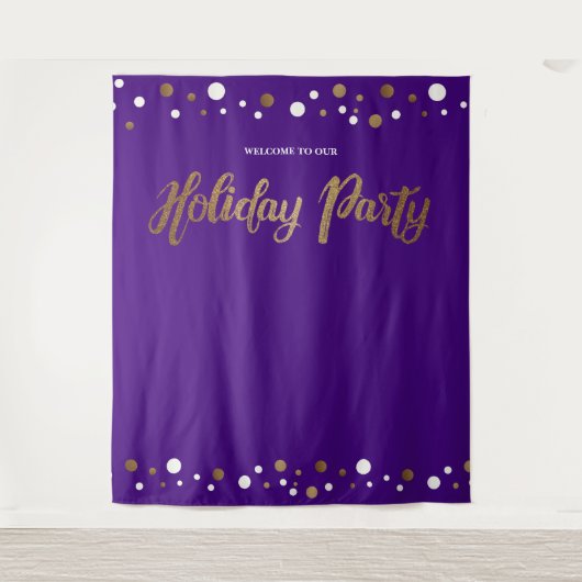 Kerstvakantiefeest Bedrijfs Goud achtergrond Wandkleed (Voorkant)