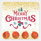 Kerstvakantiefeest Glitter Vierkante Sticker (Voorkant)