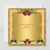 Kerstvakantiefeest Goud Rood Glitter 2 Kaart (Achterkant)
