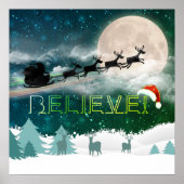 Kerstvakantiefeest Kerstman Hoed Rendier Slede Poster (Voorkant)