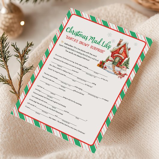 Kerstvakantiefeest Mad Libs-spel Feestdagenkaart