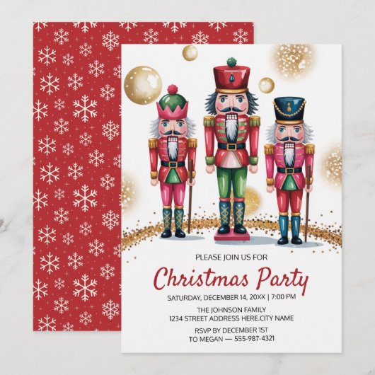 Kerstvakantiefeest Notenkraker Goud Glitter Kaart (Voorkant / Achterkant)