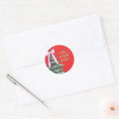 Kerstvakantiefeest Oh wat leuk Roze Ronde Sticker (Envelop)