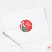 Kerstvakantiefeest Oh wat leuk Roze Ronde Sticker (Envelop)