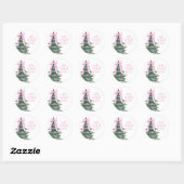 Kerstvakantiefeest Oh wat leuk Roze Ronde Sticker (Vel)