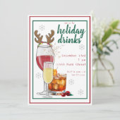 Kerstvakantiefeest Old Fashion wijn champagne Kaart (Staand voorkant)