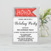 Kerstvakantiefeest Rood & Grijs Zilver Glitter Kaart (Staand voorkant)