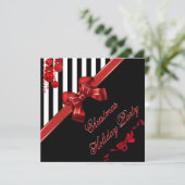 Kerstvakantiefeest Rood Wit Streep Kerstboog Kaart (Staand voorkant)