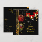 Kerstvakantiefeest Rood Wit Zwart Goud Kaart (Voorkant / Achterkant)