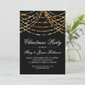 Kerstvakantiefeest String Lights Goud Kaart (Staand voorkant)