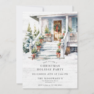 Kerstvakantiefeest Watercolor Huis Kaart