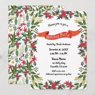 Kerstvakantiefeest Whimsical Bloemige Bessen Kaart