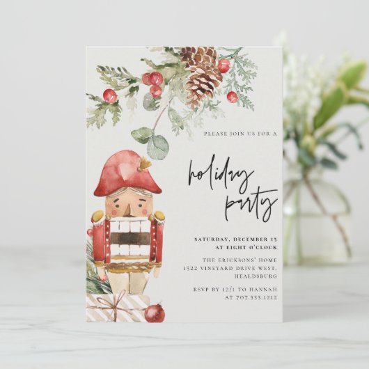 Kerstvakantiefeestdiner Moderne Notenkraker Kaart (Staand voorkant)