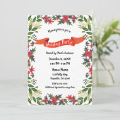 Kerstvakantiefeestje Whimsical Bloemige Bessen Kaart (Staand voorkant)