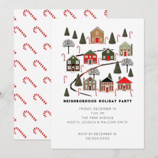 Kerstvakantiefeestuitnodigingen Kaart (Voorkant / Achterkant)