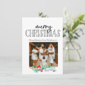 Kerstvakantiefoto groene vlakke kaart (Staand voorkant)