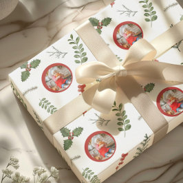 Kerstvakantiefoto met waterverf groen cadeaupapier