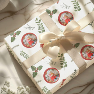 Kerstvakantiefoto met waterverf groen cadeaupapier