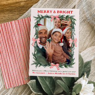 Kerstvakantiegezin Foto Merry & Bright-kerstkaart Feestdagenkaart