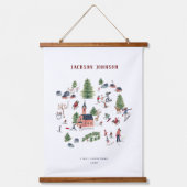 Kerstvakantiehuizen winterlandschap hangend wandkleed (Voorkant)