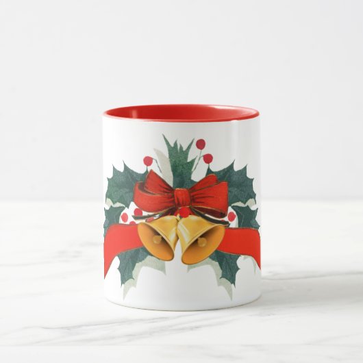 Kerstvakantieklokken met hulstblaadjes mok (Midden)