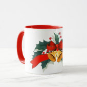 Kerstvakantieklokken met hulstblaadjes mok (Voorkant links)