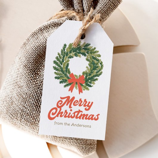 Kerstvakantiekrans Cadeaulabel