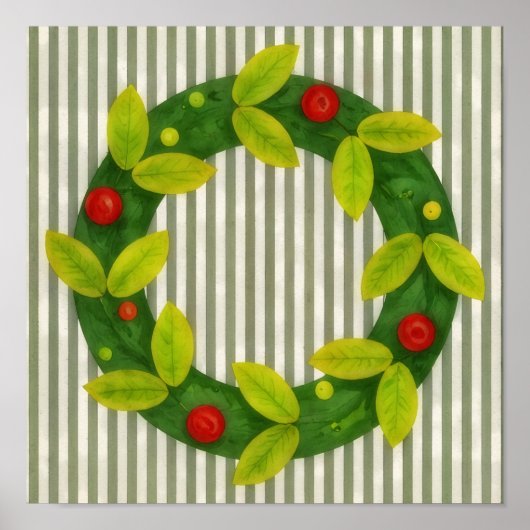 Kerstvakantiekrans Vierkant Kunstposter Poster (Voorkant)