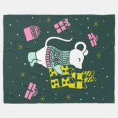Kerstvakantiemuis met Cadeaus illustratie Fleece Deken (Voorkant (Horizontaal))