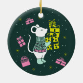 Kerstvakantiemuis met Cadeaus illustratie Keramisch Ornament (Achterkant)