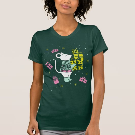 Kerstvakantiemuis met Cadeaus illustratie T-shirt (Voorkant)