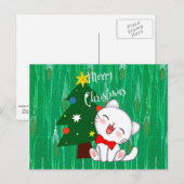 kerstvakantieontwerp met kleurrijk Kat Briefkaart (Voorkant / Achterkant)