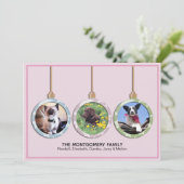 Kerstvakantieornamenten huisdier foto feestdagenkaart (Staand voorkant)