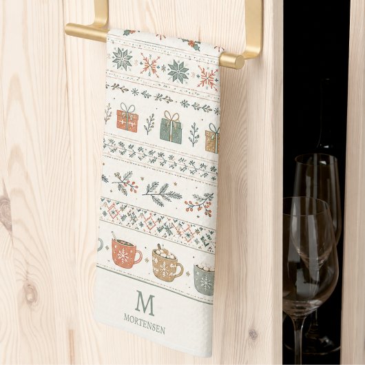 Kerstvakantiepatroon Monogram Theedoek