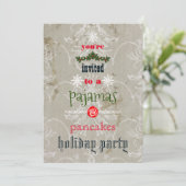 Kerstvakantiepyjama's & pannenkoeken familiefeest kaart (Staand voorkant)