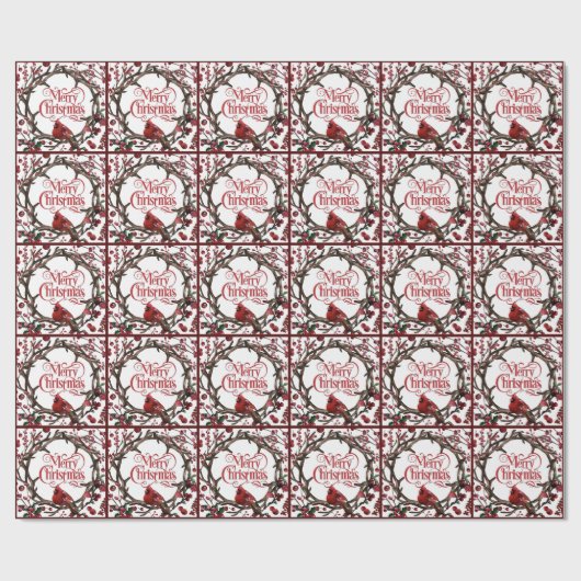 Kerstvakantieslinger Kardinaal Rode Bessen Cadeaupapier (Vlak)