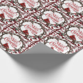 Kerstvakantieslinger Kardinaal Rode Bessen Cadeaupapier (Hoek)