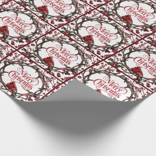 Kerstvakantieslinger Kardinaal Rode Bessen Cadeaupapier (Hoek)