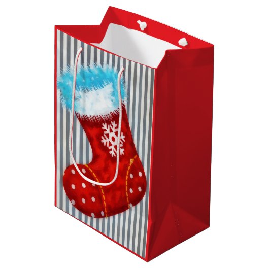 Kerstvakantiesok Kunst Midden Geschenkentas Medium Cadeauzakje (Voorkant Gekanteld)