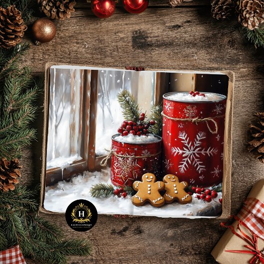 Kerstvakantietaferelen Decoupage van peperkoek Tissuepapier