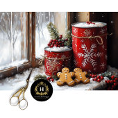 Kerstvakantietaferelen Decoupage van peperkoek Tissuepapier