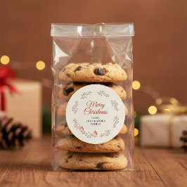 Kerstvakantietak met bessen ronde sticker