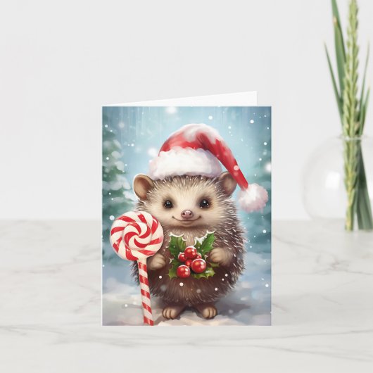 Kerstvakker Egel Feestdagen Kaart (Voorkant)