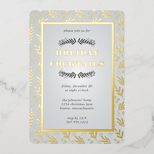 kerstval Berry Garden | Uitnodiging Folie (Voorkant)